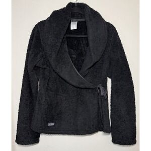 Patagonia Retro Pile Fleece Wrap Jacket Women's Medium Black Shawl Collar Cozy